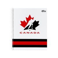 Hilroy - Cahier Hockey Canada à une feuille – 10 ½ po H x 8 ⅝ po l – Blanc-Couverture rigide résistante 