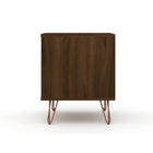 Manhattan Comfort - Table de nuit Rockefeller 20,08" style mid-century moderne à 2 tiroirs - Marron-17,62 po L x 20,08 po l x 21,65 po H