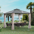Outsunny - Pavillon à toit rigide double 10 pi l x 10 pi L avec moustiquaires et rideaux - kaki-La structure combinée en métal et en aluminium offre une stabilité et une robustesse supérieures