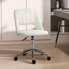 Vinsetto - Chaise de bureau pivotante sans accoudoirs - blanc crème-Le tissu au toucher velours est doux et chic