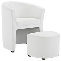 Modway - Divulge Fauteuil et ottoman - Blanc-Fauteuil moderne
