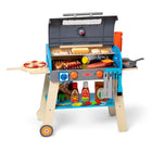 Melissa & Doug - Ensemble de jeu de luxe avec gril et four à pizza-Comprend des pièces de jeu en bois à trancher qui semblent « crues » d'un côté et ont des marques de gril de l'autre (y compris un steak, un poulet, un hot-dog, un hamburger, un hamburger végétarien, un épi de maïs), une pizza en bois avec des garnitures en feutre, des bouteilles de sauce et d'assaisonnement et des giclées de condiments ondulées en feutre, des pains à hot-dog et à hamburger