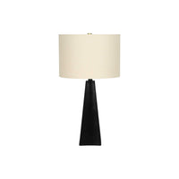 Monarch Specialties - Luminaire - 27 po H Lampe De Table - Résine Noire - Abat-Jour Beige - Moderne-Avec son design épuré et sa base triangulaire moderne en résine noire, surmontée d'un abat-jour tambour en lin beige et finie par un fleuron doré, cette lampe de table de 28 pouces de haut s'intègre parfaitement dans un espace de vie contemporain