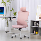 HOMCOM - Chaise de bureau ergonomique avec repose-tête réglable - rose-Accoudoirs rabattables à 90° pour gagner de la place et glisser facilement sous n’importe quel bureau 