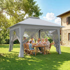 Outsunny - Tente gazébo auvent instantané 12 pi l x 12 pi L - Gris clair-Le verrou central facilite l'ouverture et la fermeture du toit pliant