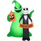 GEMMY - Décorations gonflables d'Halloween Jack Skellington et Oogie Boogie avec LED - 195,5 cm x 150 cm-S'illumine grâce à une lumière LED brillante et économe en énergie