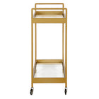 Hudson&Canal - Chariot de bar Cooper 33" de largeur - Laiton-Comprend des étagères en verre transparent