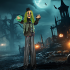 HOMCOM - Clown animé grandeur nature 6 pi avec activation sonore par mouvement - vert-Le corps animatronique vibre lorsqu'il est activé 