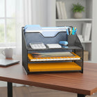 ShoppingAll - Organisateur de bureau avec plateau à papier à 3 niveaux et 2 sections verticales-Compatibilité format lettre/A4 conçu pour accueillir les formats de documents courants sans les plier ni les abîmer