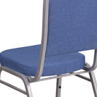 Chaise de banquet HERCULES empilable, dossier couronne, tissu bleu, siège épais (2,5 po), cadre argenté (FD-C01-S-7-GG)-Panneau arrière sans couture