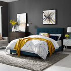Modway - Amira Tissu rembourré Lit simple, Azure-Capsules de pied non marquées