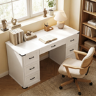 HOMCOM - Bureau de direction style ferme 55 po avec tiroirs - grain de bois blanc-Sept tiroirs organisent la papeterie et les dossiers pour un espace sans encombrement au quotidien