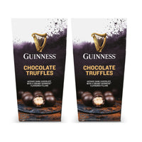 Carton de truffes au chocolat Guinness 135g (paquet de 2)-Truffes au chocolat Guinness ont une richesse décadente. Une délicieuse ganache crémeuse à la bière au centre enrobee et recouverte de chocolat noir. Idéal pour quelqu'un qui aime le goût de la Guinness avec du chocolat.