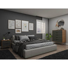 Manhattan Comfort - Rockefeller commode haute et table de chevet style milieu du siècle - nature et gris texturé - ensemble de 2-Choisissez le design de votre poignée lorsque le produit est chez vous Option pour une poignée découpée ou un look affleurant