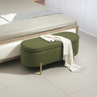 HOMCOM - Banc ottoman de chambre rembourré à canaux - vert foncé-Couvercle relevable avec doubles charnières pour un accès sûr et facile 