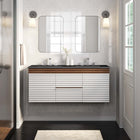 Modway - Render Fixation murale de 48" Vanette de salle de bain - Noyer blanc Noir-MDF et panneau de particules