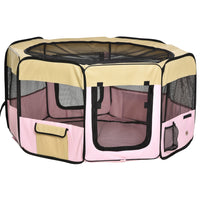PawHut - 49,2 po Grand parc d'exercice portable pour animaux de compagnie avec sac de transport - Rose-Un cadre interne en acier robuste recouvert de tissu Oxford 600D