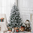 HOMCOM - Sapin de Noël Artificiel Flocké de 5 pieds avec Support Métallique - Branches Articulées-Les branches ignifuges améliorent la sécurité à proximité des lumières et des radiateurs  