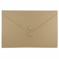 JAM Paper - Portefeuille Kraft à Boutons et Attaches à Ficelle Grand - 9 1/4 x 14 x 3/8 - Brun Naturel Recyclé-Portefeuille en kraft naturel avec fermeture à bouton et à ficelle