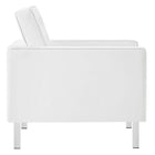 Modway - Loft Touffe Cuir végane Fauteuil et ensemble ottoman - Blanc argenté-Rembourrage en mousse dense