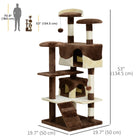 PawHut - Arbre à chat 53 po - grand meuble condo - brun-Équipé d'échelles pour que le chat puisse monter et descendre, jouets suspendus pour plus de divertissement 