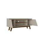 Manhattan Comfort - Meuble TV Marcus 53,14 po style Mid-Century Modern - Greige et Nature-Comprend 4 étagères fixes