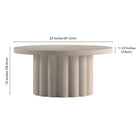 Hudson&Canal - Table basse ronde cannelée Olie - 32 po l - Blanc aulne-Caractéristiques assemblage facile