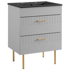 Modway - Daybreak 24" Vanette de salle de bain - Gris clair noir-MEUBLE DE SALLE DE BAIN CONTEMPORAINE - Doté d’un design épuré et d’une quincaillerie en métal doré, ce meuble intègre un style contemporain à votre espace de salle de bain
