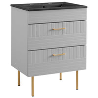 Modway - Daybreak 24" Vanette de salle de bain - Gris clair noir-MEUBLE DE SALLE DE BAIN CONTEMPORAINE - Doté d’un design épuré et d’une quincaillerie en métal doré, ce meuble intègre un style contemporain à votre espace de salle de bain