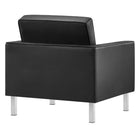 Modway - Loft Touffe Cuir végane Fauteuil et ensemble ottoman - Argent noir-Capacité de poids : 330 lb
