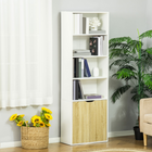 HOMCOM - bibliothèque haute à 6 niveaux avec armoire à double porte - chêne-Design élégant et moderne, adapté à votre bureau, salle de bain, salon ou bureau 