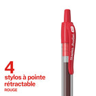 Staples - Stylo gel rétractable ProGel - pointe Moyenne - 0,7 mm - encre rouge - Paquet de 4-La prise moulée ergonomique offre un confort optimal pour une utilisation toute la journée