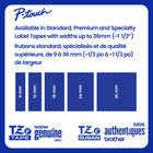Brother Ruban laminé transparent avec texte noir authentique pour étiqueteuses P-touch, 18 mm de largeur x 8 m de longueur-Conçu et testé dans les usines certifiées ISO de Brother