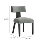 Modway - Nalani Tissu tapis Chaises de salle à manger Ensemble de 2 - Tissage à bruyère gris noir-Pieds en bois massif et soutien pour le dos