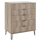 Manhattan Comfort - Dumbo table de chevet moderne, commode et commode haute 5 tiroirs - gris rustique - ensemble de 3-22,04 po L x 35,19 po l x 44,64 po H