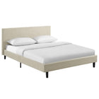Modway - Anya Tissu Lit Queen, Beige-Rembourré dans un tissu polyester