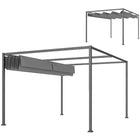 Outsunny - Pergola de patio avec auvent rétractable - 13 pi x 10 pi - gris foncé-Cadre en métal avec revêtement en poudre offrant une résistance supérieure et une grande stabilité 