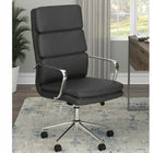 Plata Import - Chaise de bureau Plata Import - Paco en cuir PU à dossier haut en mousse avec cadre en métal, Noir-Structure en acier chrome, resistante et stable