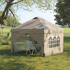 Outsunny - Tente auvent pliante 10 pi l x 10 pi L - Abri soleil instantané - Beige-Structure en métal avec revêtement en poudre assurant une utilisation durable