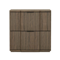 Manhattan Comfort - Clive 22" Table de nuit 2 tiroirs style mi-siècle moderne - Noyer et Noir-Table de nuit aux lignes épurées fabriquée en bois manufacturé avec des accents métalliques pour un look de chambre moderne et raffiné