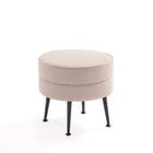 Manhattan Comfort - Bailey pouf rembourré style milieu du siècle 18,11" en mélange de polyester - flocon d’avoine avec pieds noirs - lot de 2-Garantie limitée du fabricant de 30 jours