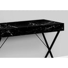 Monarch Specialties - 7793 Bureau 42 po - Marbre Noir/Metal Noir-Ce bureau en faux marbre noir dispose d'une base de métal noir au design contemporain en forme de X qui assure solidité