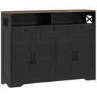 HOMCOM - Buffet de rangement 47,2 po L - noir-Deux armoires, trois tiroirs et deux étagères ouvertes permettent d’organiser facilement les objets 