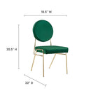 Modway - Craft Performance Velvet Fauteuils d’accompagnement à manger Ensemble de 2 - Vert Or-Revêtement en velours de performance