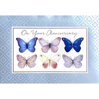 Rosedale Gold - Cartes de souhaits Anniversaire de mariage avec enveloppes – 5-1/2 po x 8 po – Papillons colorés – paquet de 6-Cartes de souhaits qualité boutique