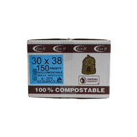 Eco II - Sacs Compostable Industriel - 30 po x 38 po - Givré - 25/rouleau - paquet de 150 -30 po x 38 po
