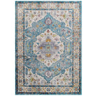 Modway - Success Médaillon vintage floral vieilli Anisah Tapis de comédie 8 pi l x 10 pi L - Bleu ivoire clair, jaune, orange-Tapis d’espace à médaillons vintage floraux vintage vieillis