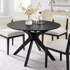 Modway - Crossroads Rond 47 po Bois Table à manger, Noir-Placage de frêne