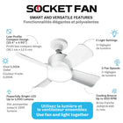 Bell+Howell - Lampe de ventilateur à douille de 15,7 po avec télécommande - Blanc-Facile à utiliser avec télécommande