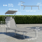 Outsunny - Chaise longue d’extérieur - chaise longue pliante réglable - gris clair-Auvent amovible et réglable pour une protection solaire appropriée